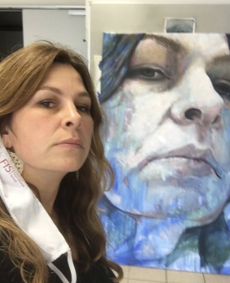 Original Expressionism Portrait Painting by Jessica Russo Scherr