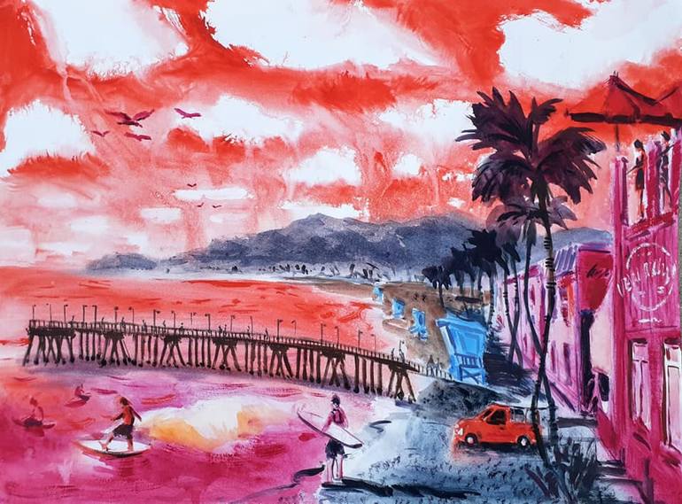 Hollywood boulevard Painting by Davide Piubeni | Saatchi Art Germany