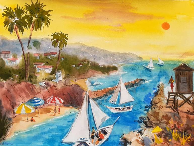 Hollywood boulevard Painting by Davide Piubeni | Saatchi Art Germany
