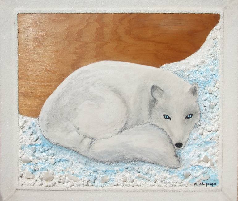 Snow Fox  Marble Art. - Print