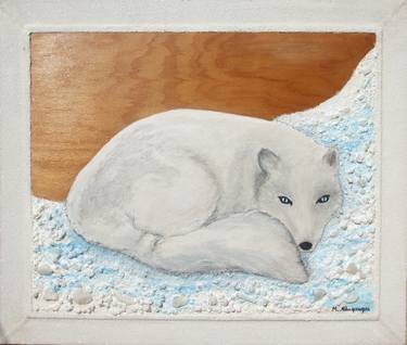 Snow Fox  Marble Art. thumb