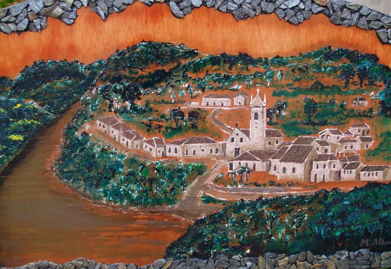 Original Art Deco Landscape Painting by Marcos Albuquerque