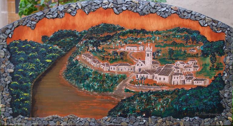Original Art Deco Landscape Painting by Marcos Albuquerque