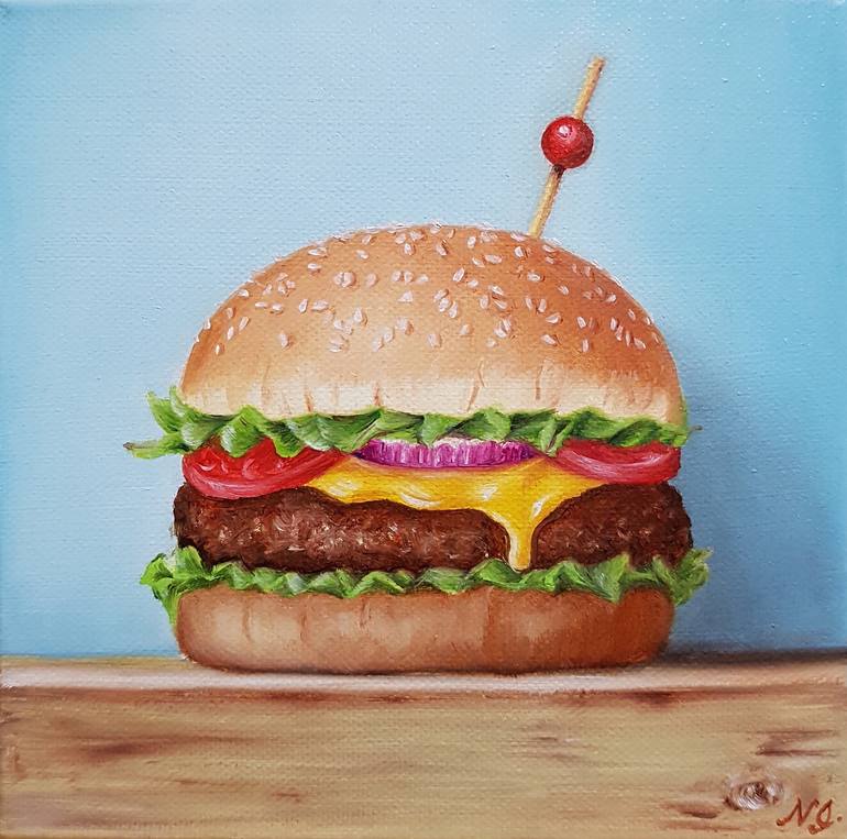 Hamburger Painting by Natasha Junmanee
