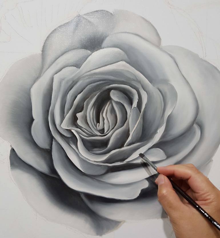 Original Realism Floral Painting by Natasha Junmanee