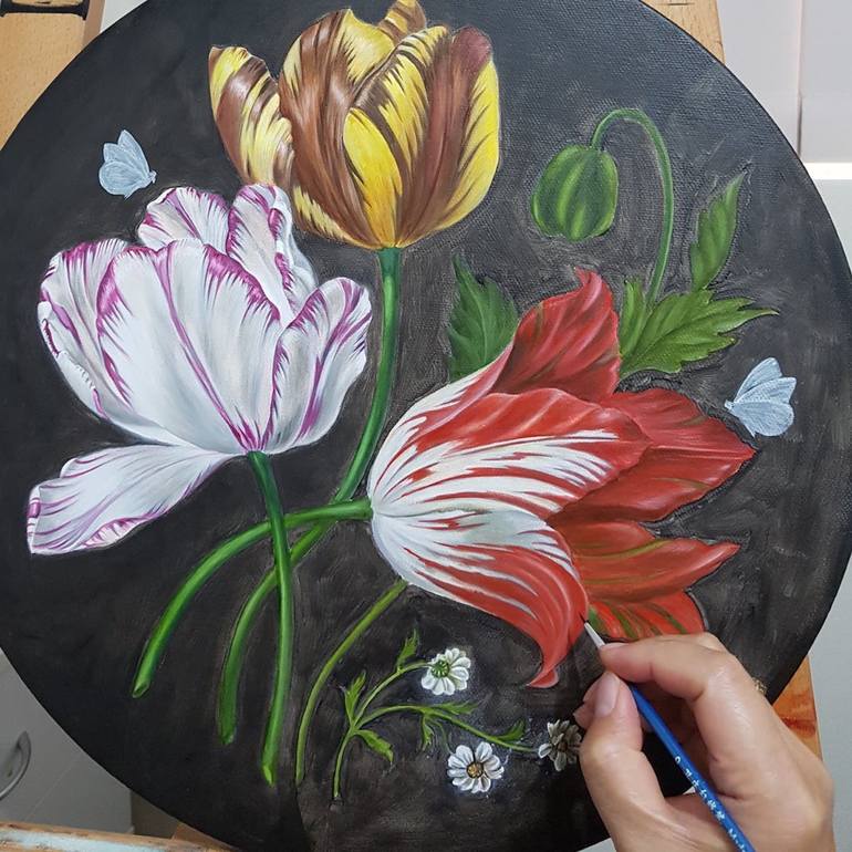 Original Realism Floral Painting by Natasha Junmanee