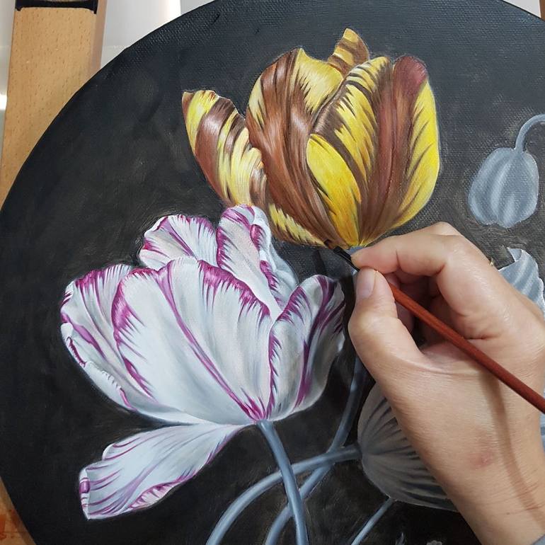 Original Realism Floral Painting by Natasha Junmanee