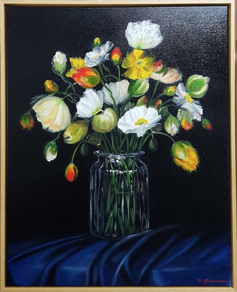 Original Realism Floral Painting by Natasha Junmanee