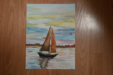 Print of Folk Sailboat Paintings by Debra Foster
