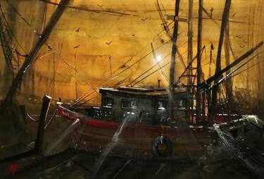 Original Boat Painting by Alan Harris