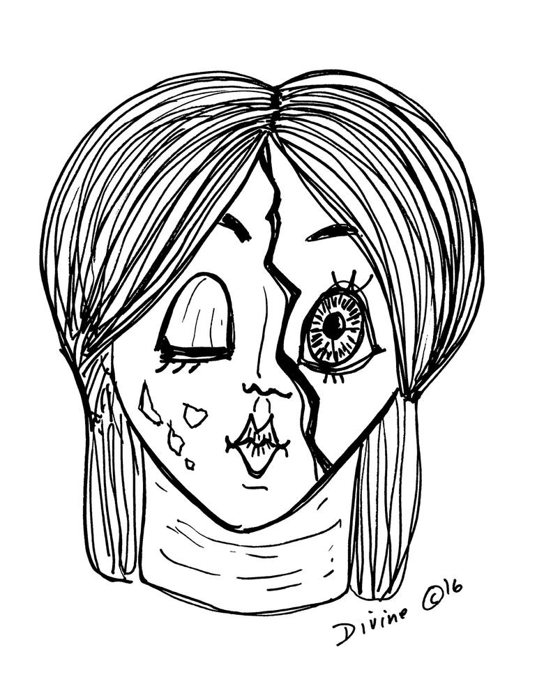 Haunted Creepy Doll Heads Scary Halloween Coloring Book Drawing 30