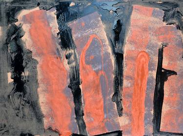 Dark Night Inner Landscape - Action Painting Pretty Living Orange Lava thumb