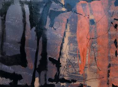 Dark Night Inner Landscape - Action Painting Opaque Murky Overcast thumb