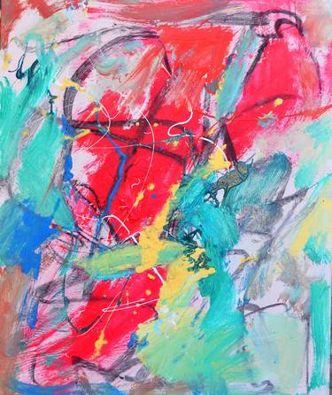 Vibrant Powerful Action Painting Red Green Blue thumb