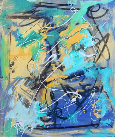 Abstract Figurative Blue Emotions Green Gold Feeling Elegnat Moving Expresion thumb