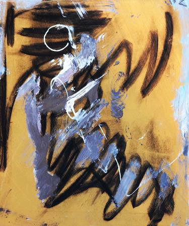 Untitled Gold Black Gray Figurative Abstract thumb