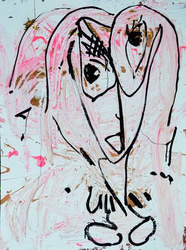 Cartoon Sketch Animated Cartoon Picture Comic Caricature Dada Figurative Abstract Pink Black White Art thumb