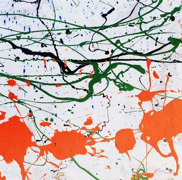 White Gray Orange Red Inner Power Action Painting abstract thumb