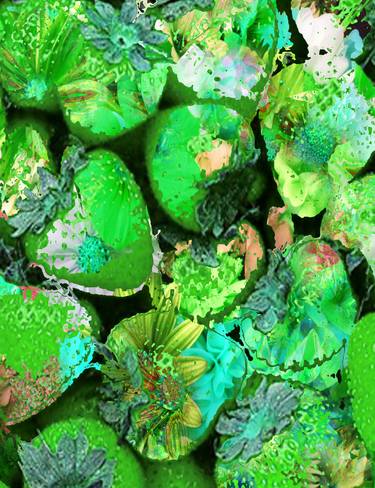 "Green Lime Parrot Medium Fruit Flower Plant Psychic Art" thumb