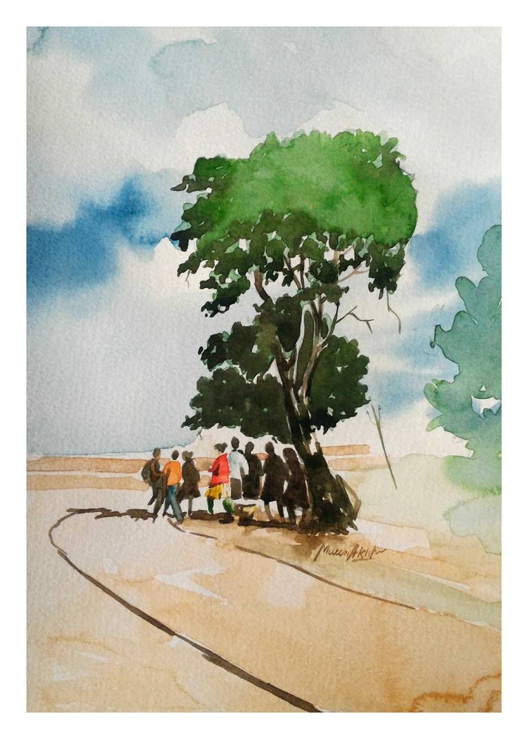 Under Tree Shadow Painting by Mueen AKhtar | Saatchi Art