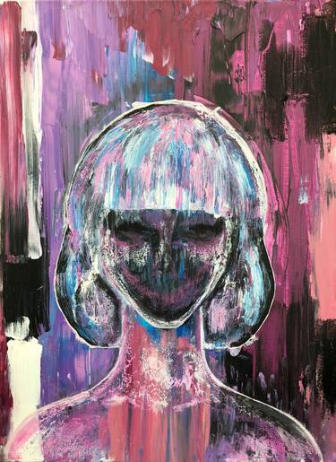 "Hollowflat" by Adam Zafrian, Abstract Portrait on 18" x 24" Canvas, Modern Portraiture thumb