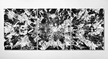 "Pollock's Snow" (2018), XL Minimalist Black and White Canvas, Large Minimalist Painting, White and Black Abstract, XXL Minimalist Painting thumb