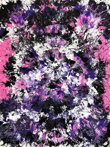 "Pigment Bled Jellyfish" (2019), Large Pink and Purple Abstract, XL Purple Abstract, Jackson Pollock Inspired Abstract thumb