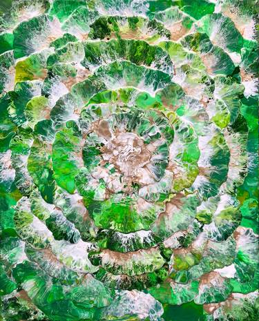 "The Green and Gold Ocean that Legged Serpents Came From" (2019) Large Green and Gold Abstract, Large Green Abstract Painting thumb