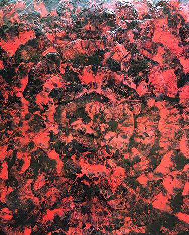 "Love Reflected Through A Rose Tinted Kaleidoscope" (2019) Large Red Abstract Painting, Large Red and Black Abstract Painting thumb