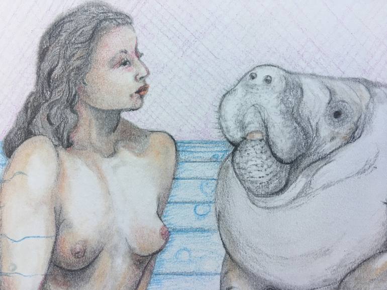 Original Conceptual Nude Drawing by Jennifer Brown