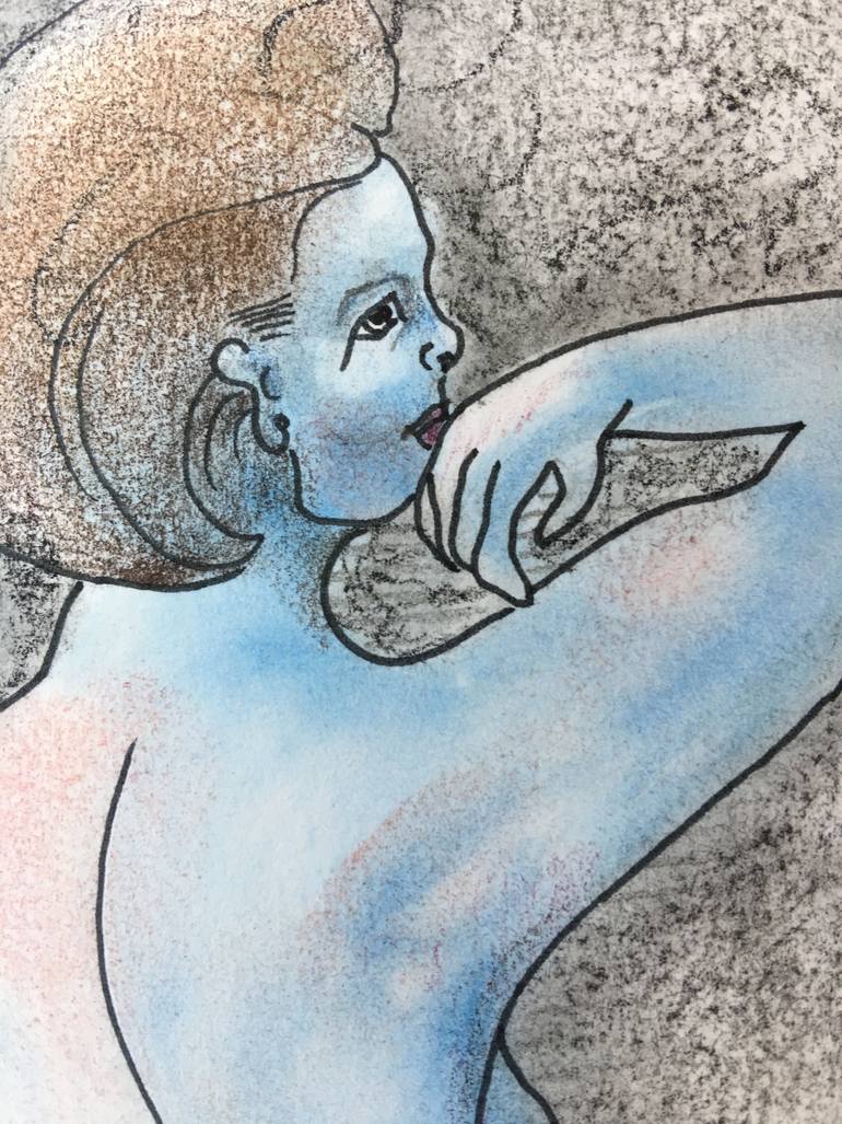 Original Figurative Nude Drawing by Jennifer Brown