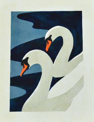 Original Art Deco Animal Paintings by SA Patton