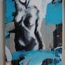 This piece is an original on gallery wrapped canvas, ready to hang with hardware included. It is created with vibrant, colorful acrylics; leading your eye around the composition with hidden layers and energy.

This female figure paintings depicts the story of a woman who is unapologetic. Her pose is one that is strong, confident, and secure. Her face is washed away in white painting, facing up toward the sun.