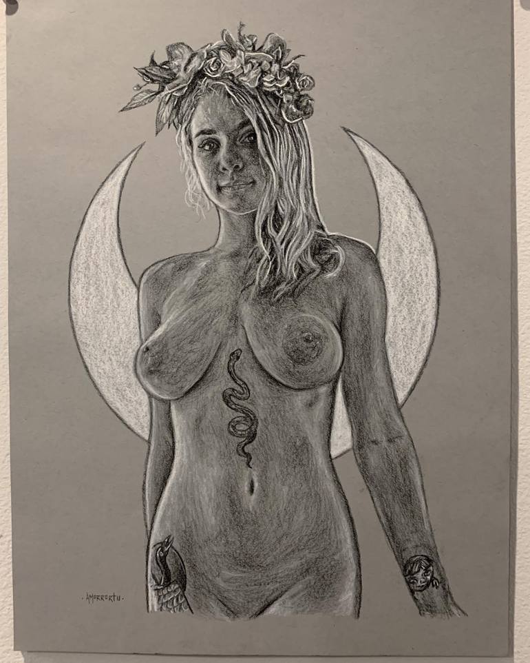 Original Conceptual Nude Drawing by JC Amorrortu