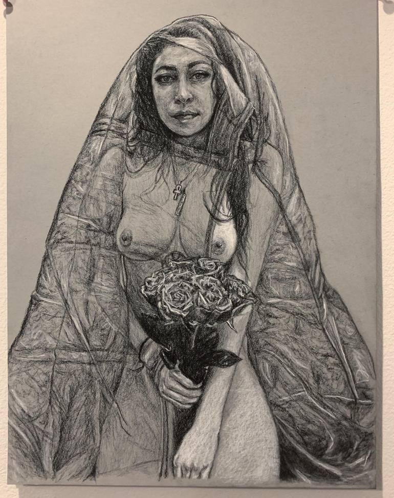 Original Conceptual Nude Drawing by JC Amorrortu