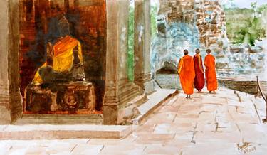 Monks At Angkor Wat Temples- Cambodia thumb