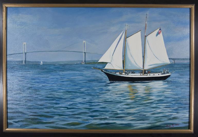 Original Fine Art Sailboat Painting by Mark Maritato