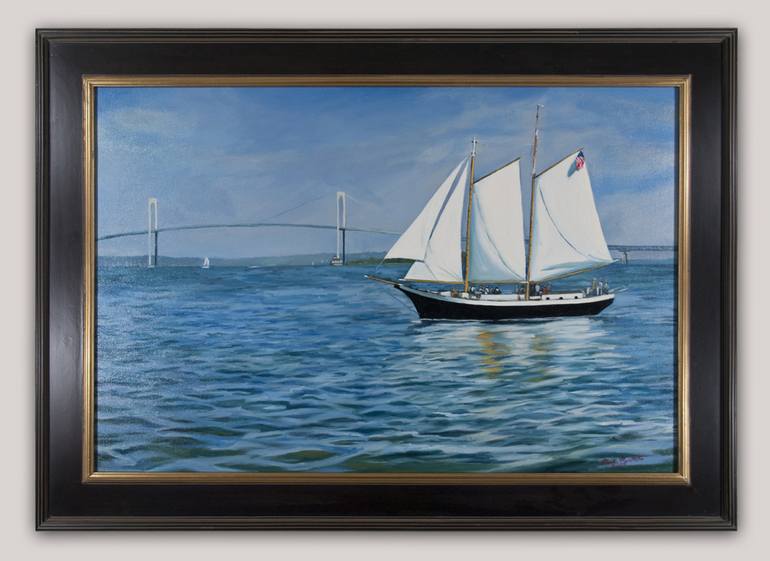 Original Fine Art Sailboat Painting by Mark Maritato