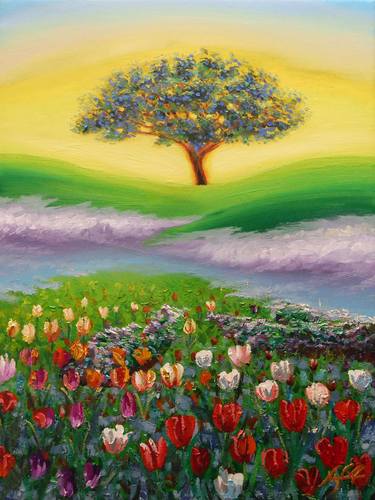 Original Impressionism Tree Paintings by Narek Hambardzumyan