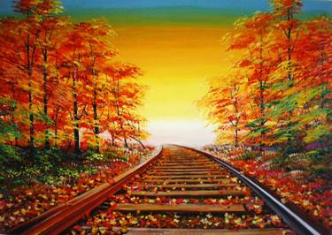 Original Impressionism Train Paintings by Narek Hambardzumyan