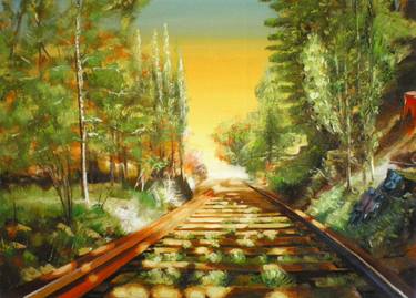 Original Impressionism Train Paintings by Narek Hambardzumyan