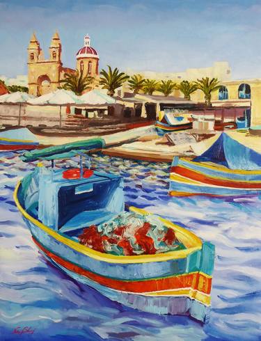 Original Impressionism Boat Paintings by Narek Hambardzumyan