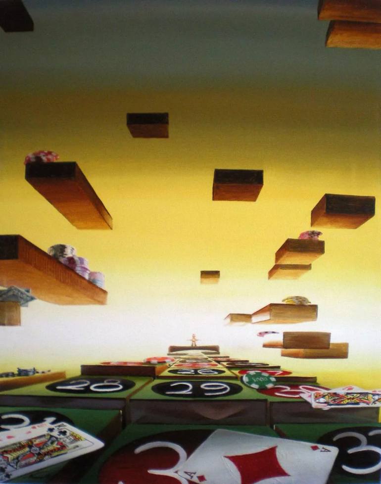 Original Time Painting by Narek Hambardzumyan  Surrealism Art on Canvas  Casino