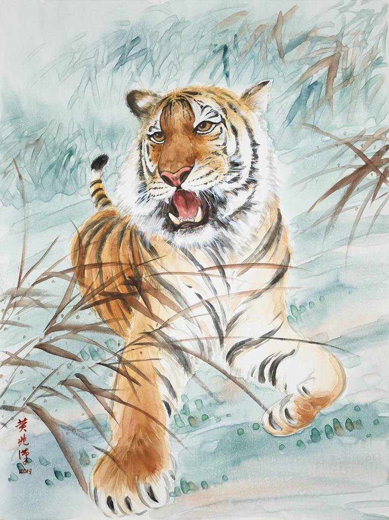 The Angry tiger Painting by Shiu Hon Wong | Saatchi Art