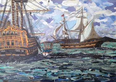 Print of Impressionism Ship Collage by Kirstie Adamson
