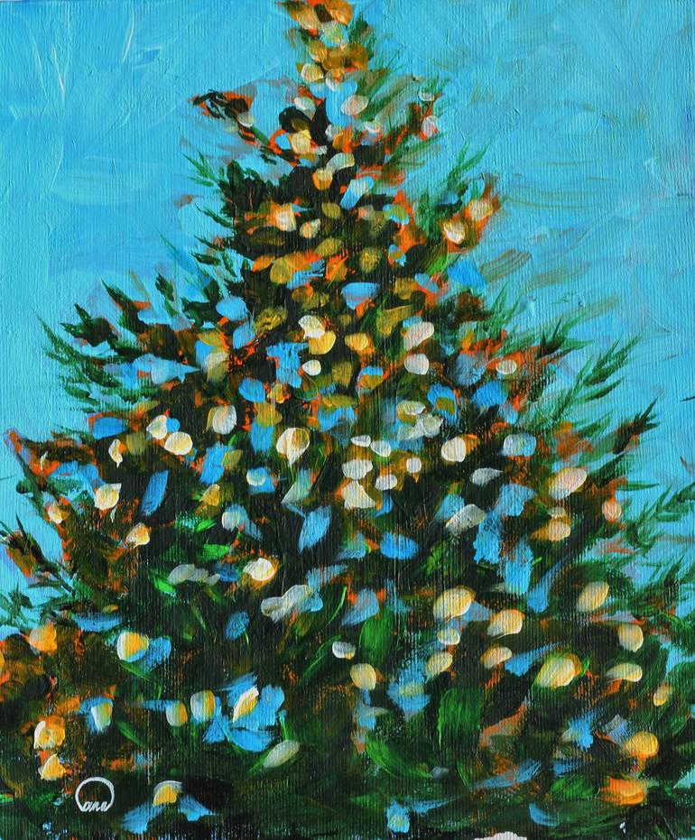 Christmas-Tree,Watercolor,Colourful,Dazzling,Impressionism