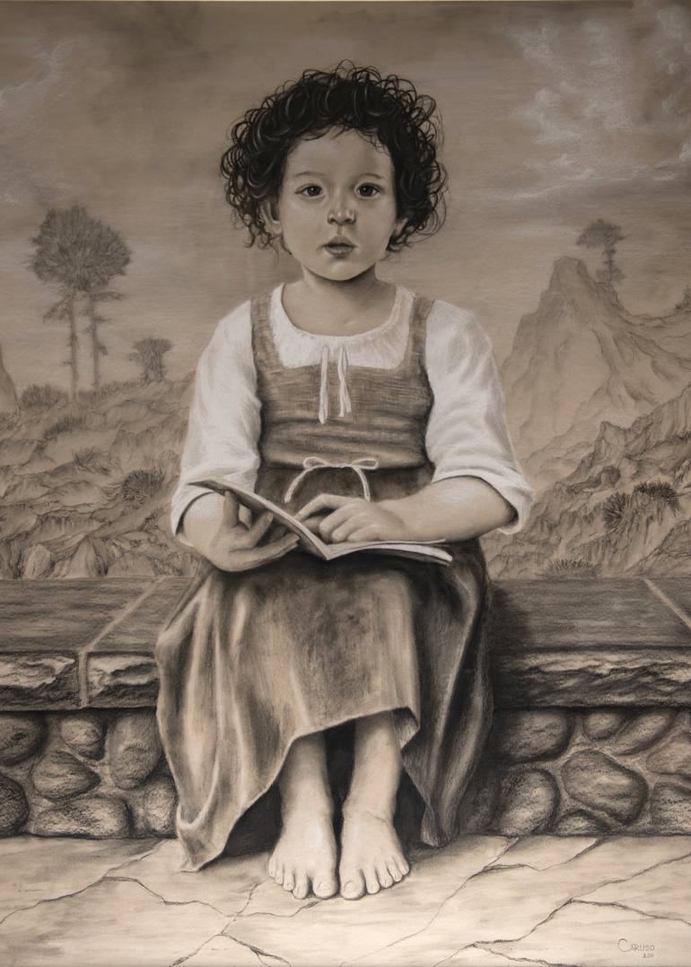 Young Girl Reading Drawing by Frank Caruso Saatchi Art