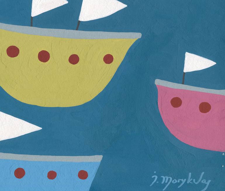 Original Sailboat Painting by Iryna Morykvas