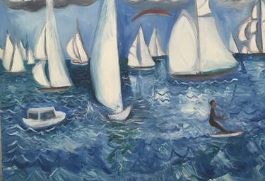 Print of Fine Art Sailboat Paintings by Sally Anne Wake Jones