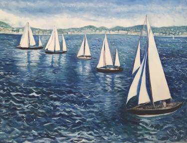 Original Fine Art Sailboat Paintings by Sally Anne Wake Jones